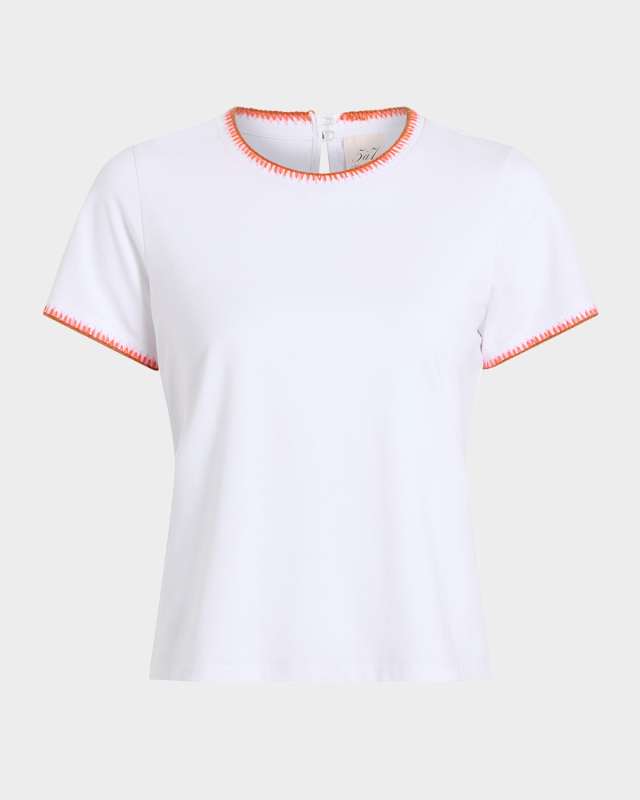 Shrunken Crochet-Trim Tee